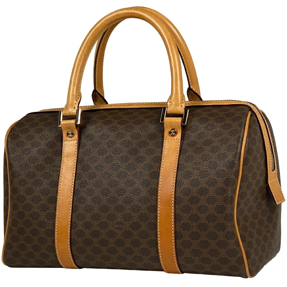 Celine Macadam Handbag Boston Canvas Brown